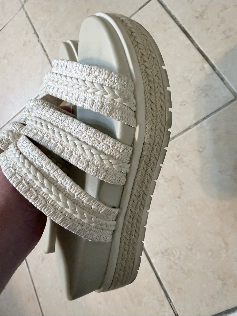 MIA Woven Strap Slide Sandals - Cream - Picture 2 of 3